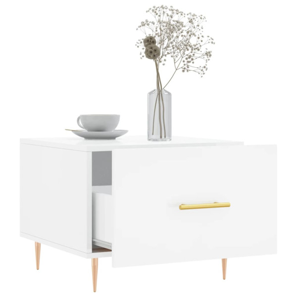 Mesa de centro 2 uds madera ingeniería blanco brillo 50x50x40cm M 4