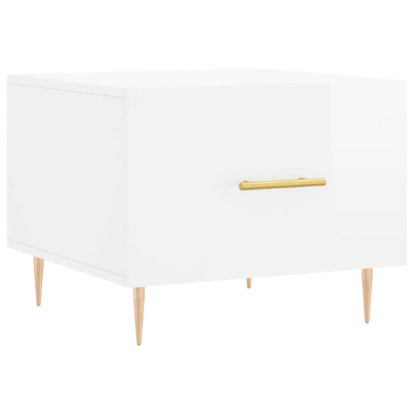 Mesa de centro 2 uds madera ingeniería blanco brillo 50x50x40cm M 5