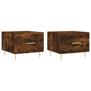 Mesa de centro 2 uds madera ingeniería roble ahumado 50x50x40cm H