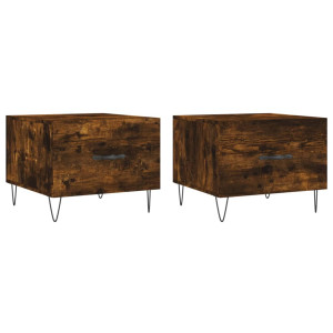 Mesa centro 2 pcs 50x50x40 cm madeira processada cor fumado H