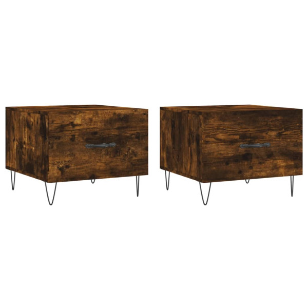 Mesa centro 2 pcs 50x50x40 cm madeira processada cor fumado M 2