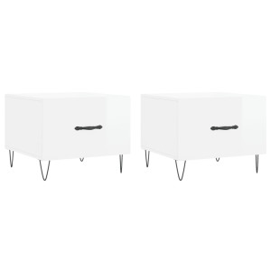 Mesas de centro 2 pcs 50x50x40 cm branco brilhante H