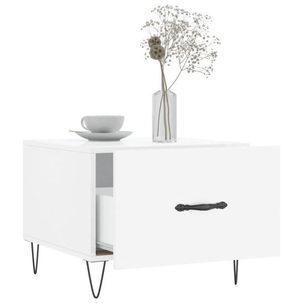 Mesa de centro 2 uds madera ingeniería blanco brillo 50x50x40cm M 4