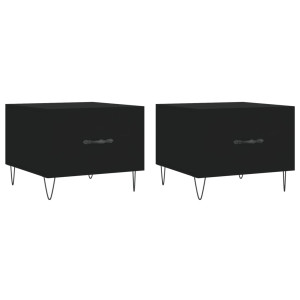 Mesas de centro 2 pcs 50x50x40 cm madeira processada preto H