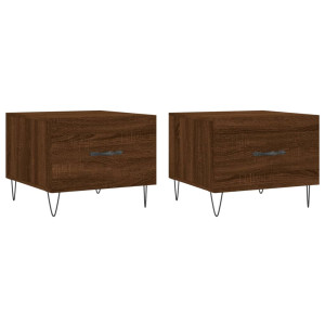 Mesa centro 2 pcs 50x50x40 cm madeira proc. carvalho castanho H