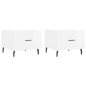 Mesas de centro 2 pcs 50x50x40 cm branco brilhante H