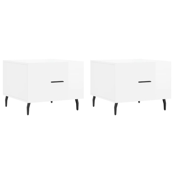 Mesa de centro 2 uds madera ingeniería blanco brillo 50x50x40cm M 2