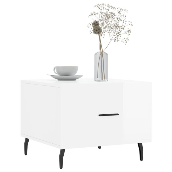 Mesa de centro 2 uds madera ingeniería blanco brillo 50x50x40cm M 3