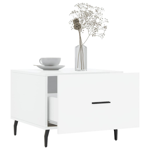 Mesa de centro 2 uds madera ingeniería blanco brillo 50x50x40cm M 4