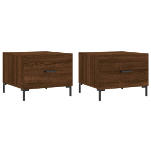 Mesa centro 2 pcs 50x50x40 cm madeira proc. carvalho castanho H