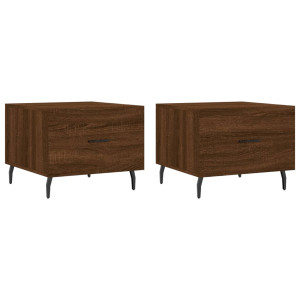 Mesa centro 2 pcs 50x50x40 cm madeira proc. carvalho castanho H