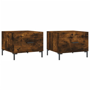 Mesa centro 2 pcs 50x50x40 cm madeira processada cor fumado H