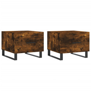 Mesa centro 2 pcs 50x50x40 cm madeira processada cor fumado H