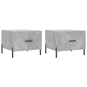 Mesa de centro 2 uds madera ingeniería gris hormigón 50x50x40cm H
