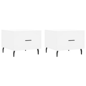 Mesas de centro 2 uds madera de ingeniería blanco 50x50x40 cm H