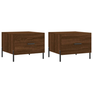Mesa centro 2 pcs 50x50x40 cm madeira proc. carvalho castanho H