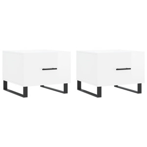 Mesas de centro 2 pcs 50x50x40 cm branco brilhante H