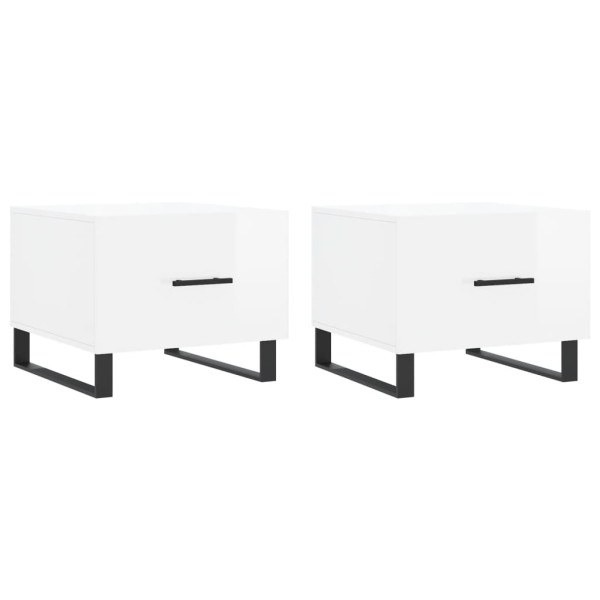 Mesas de centro 2 pcs 50x50x40 cm branco brilhante M 2