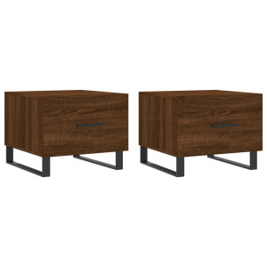 Mesa centro 2 pcs 50x50x40 cm madeira proc. carvalho castanho H