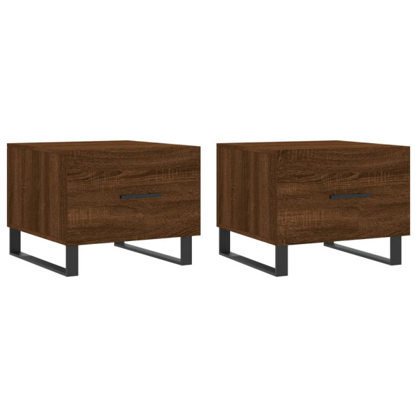 Mesa centro 2 pcs 50x50x40 cm madeira proc. carvalho castanho M 2