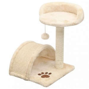 Árvore p/ gatos c/postes arranhadores sisal 40 cm bege/castanho H