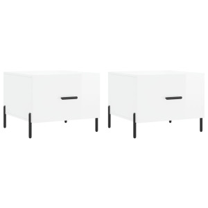 Mesas de centro 2 pcs 50x50x40 cm branco brilhante H