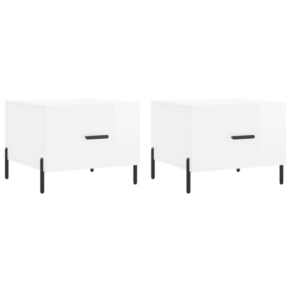 Mesas de centro 2 pcs 50x50x40 cm branco brilhante M 2