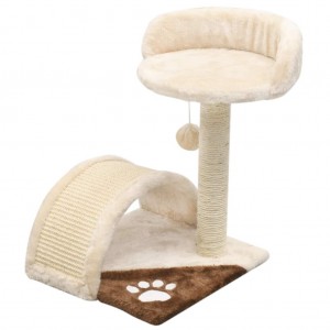 Árvore p/ gatos c/postes arranhadores sisal 40 cm bege/castanho H