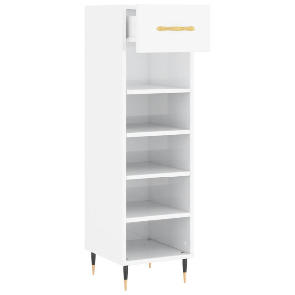 Mueble zapatero madera contrachapada blanco brillo 30x35x105 cm M 5