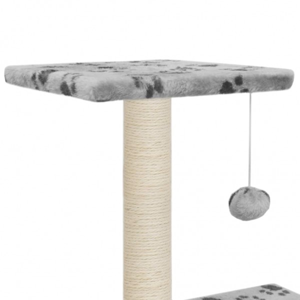 Rascador para gatos con poste de sisal 65 cm huellas gris M 5