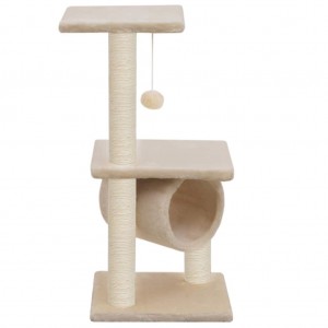 Árvore para gatos c/ postes arranhadores sisal 65 cm bege H