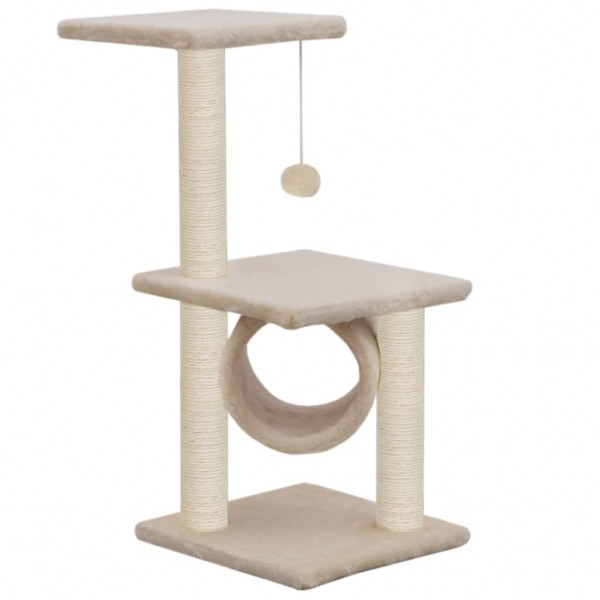 Árvore para gatos c/ postes arranhadores sisal 65 cm bege M 3