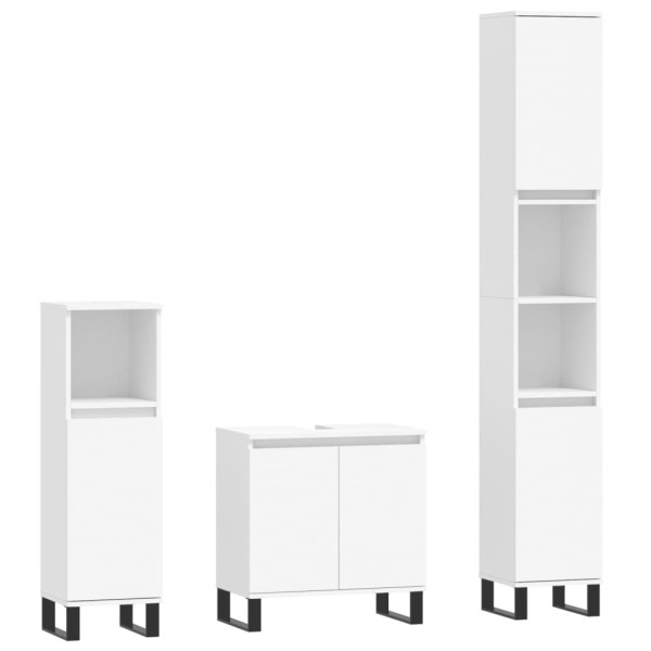 Set de muebles de baño 3 piezas madera contrachapada blanco M 2