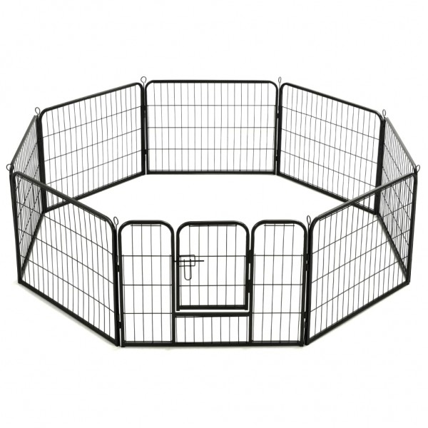 Corral para perros 8 paneles de acero 60x80 cm negro M 5