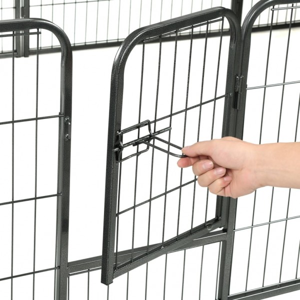 Parque para cães 12 painéis aço 80x60 cm preto M 2