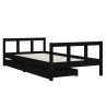 Estructura de cama infantil con cajones madera negro 90x190 cm 3