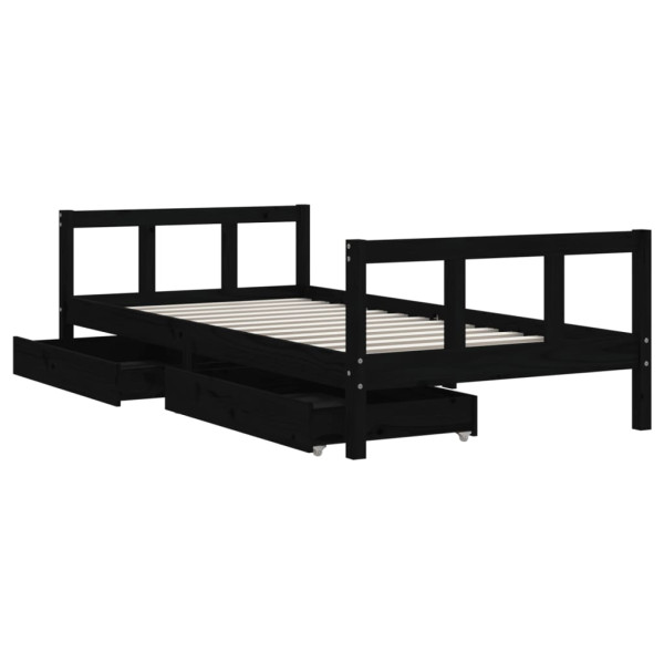 Estructura de cama infantil con cajones madera negro 90x190 cm M 4