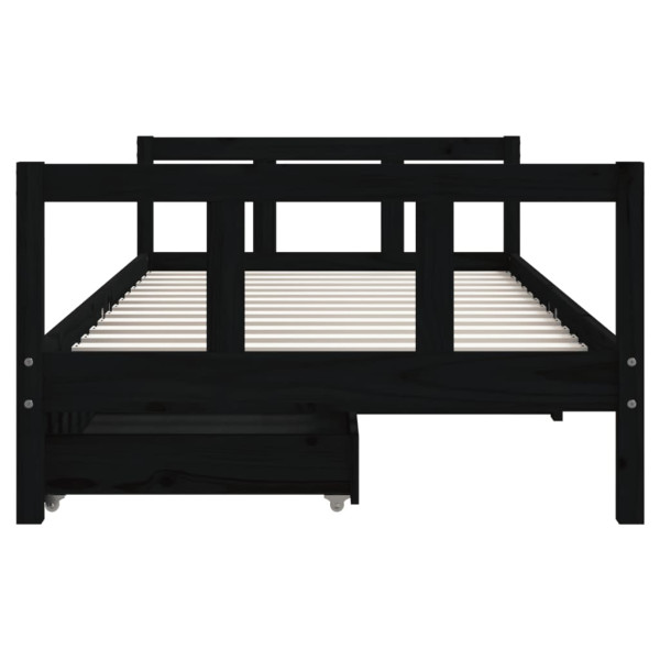 Estructura de cama infantil con cajones madera negro 90x190 cm M 5