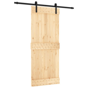 Puerta corredera con herrajes madera maciza de pino 85x210 cm H