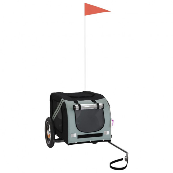 Reboque de bicicleta p/ animais tecido oxford/ferro cinza/preto M 2