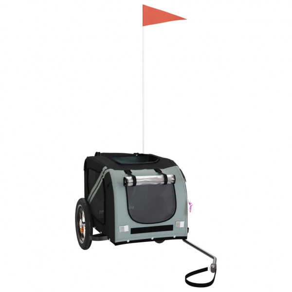 Remolque de bicicleta para perros hierro tela Oxford gris negro M 3