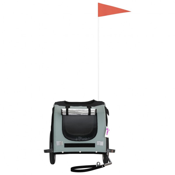 Remolque de bicicleta para perros hierro tela Oxford gris negro M 4