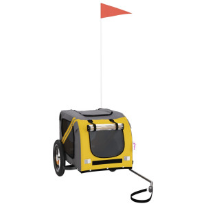 Remolque bicicleta para perros hierro tela Oxford amarillo gris H