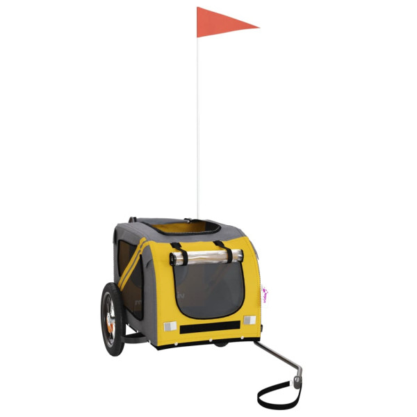 Reboque bicicleta p/ animais tecido oxford/ferro amarelo/cinza M 3
