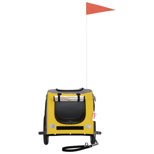 Reboque bicicleta p/ animais tecido oxford/ferro amarelo/cinza M 4