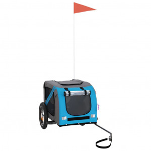 Remolque de bicicleta para perros hierro tela Oxford azul gris H