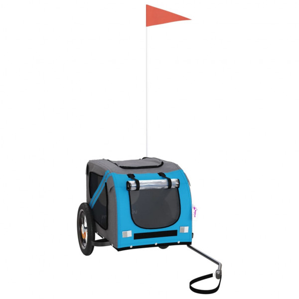 Remolque de bicicleta para perros hierro tela Oxford azul gris M 2