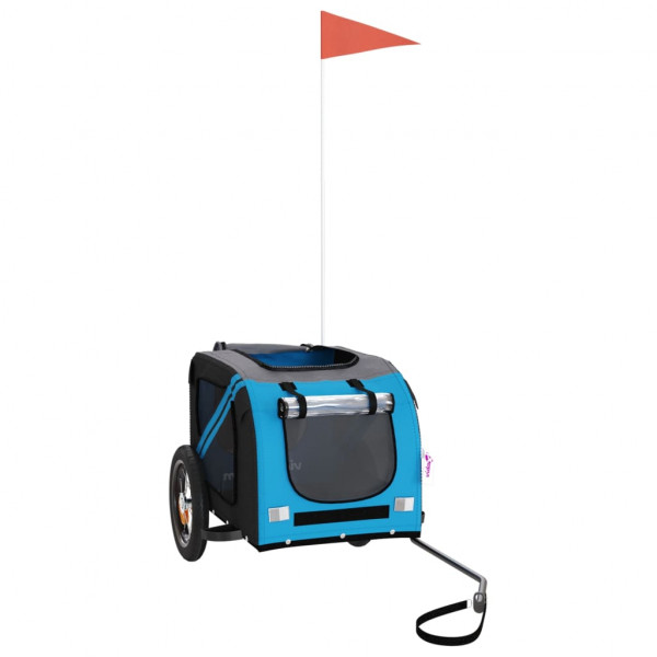 Reboque bicicleta p/ animais tecido oxford/ferro azul/cinza M 3