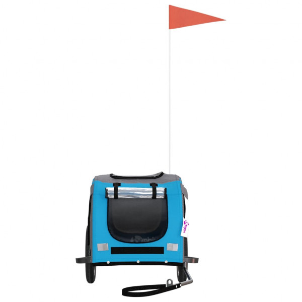 Reboque bicicleta p/ animais tecido oxford/ferro azul/cinza M 4