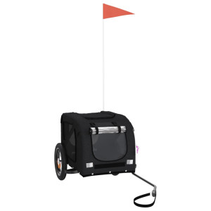 Remolque de bicicleta para perros hierro y tela Oxford negro H
